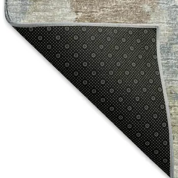 9' X 12' Midnight Ivory And Coffee Abstract Washable Indoor Outdoor Area Rug