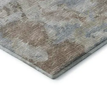 9' X 12' Midnight Ivory And Coffee Abstract Washable Indoor Outdoor Area Rug