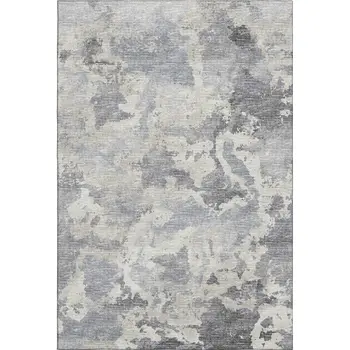 5' X 8' Gray And Ivory Abstract Washable Indoor Outdoor Area Rug