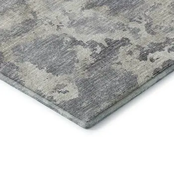 8' X 10' Gray And Ivory Abstract Washable Indoor Outdoor Area Rug