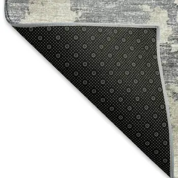 9' X 12' Gray And Ivory Abstract Washable Indoor Outdoor Area Rug