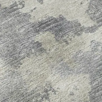 9' X 12' Gray And Ivory Abstract Washable Indoor Outdoor Area Rug