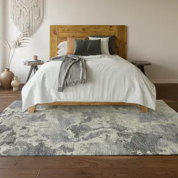 9' X 12' Gray And Ivory Abstract Washable Indoor Outdoor Area Rug