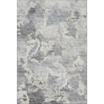 9' X 12' Gray And Ivory Abstract Washable Indoor Outdoor Area Rug