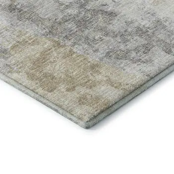 8' Midnight Ivory And Beige Round Abstract Washable Indoor Outdoor Area Rug