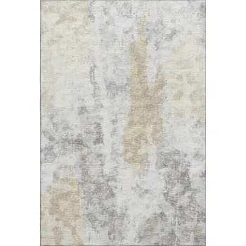 8' X 10' Midnight Ivory And Beige Abstract Washable Indoor Outdoor Area Rug
