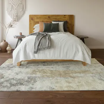 8' X 10' Midnight Ivory And Beige Abstract Washable Indoor Outdoor Area Rug
