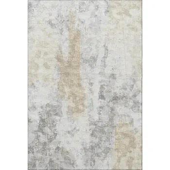 8' X 10' Midnight Ivory And Beige Abstract Washable Indoor Outdoor Area Rug