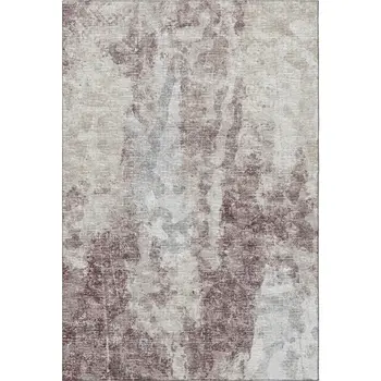3' X 5' Plum And Ivory Abstract Washable Indoor Outdoor Area Rug