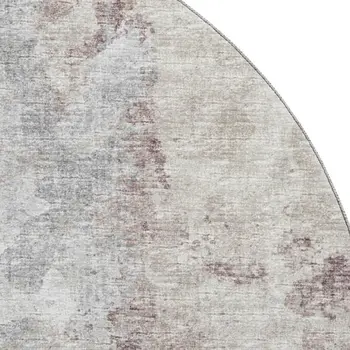 8' Plum And Ivory Round Abstract Washable Indoor Outdoor Area Rug