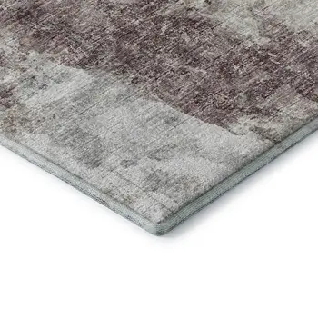 8' X 10' Plum And Ivory Abstract Washable Indoor Outdoor Area Rug