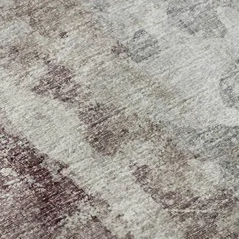 8' X 10' Plum And Ivory Abstract Washable Indoor Outdoor Area Rug
