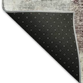 9' X 12' Plum And Ivory Abstract Washable Indoor Outdoor Area Rug