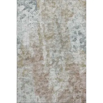 5' X 8' Ivory Blue And Gold Abstract Washable Indoor Outdoor Area Rug