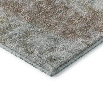 5' X 8' Ivory Blue And Gold Abstract Washable Indoor Outdoor Area Rug
