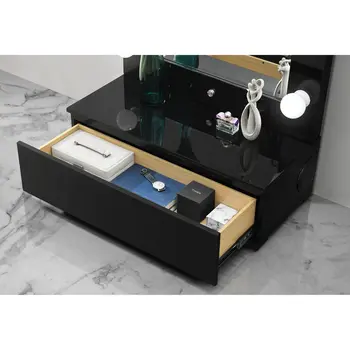 74" Black Wood Lighted Freestanding Framed Full Length Mirror