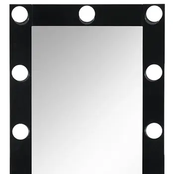 74" Black Wood Lighted Freestanding Framed Full Length Mirror