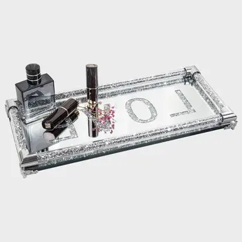 13" Silver Glass Vanity Tray