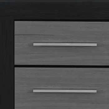 23" Black And Gray Wood Square Two Drawer Nightstand