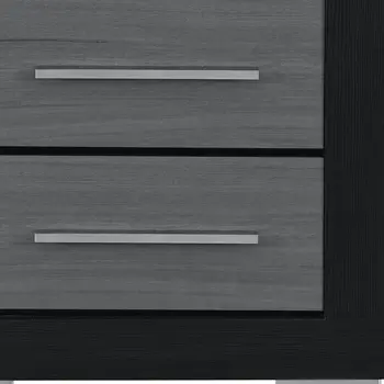 23" Black And Gray Wood Square Two Drawer Nightstand