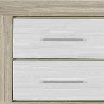 23" Natural And White Wood Square Two Drawer Nightstand