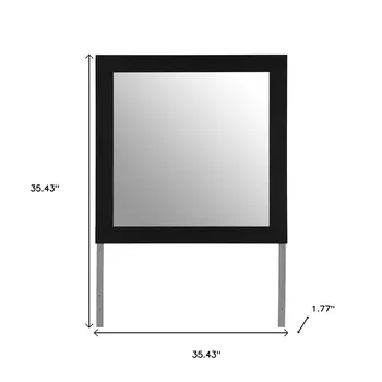 35" Black Wood Square Mounted Framed Dresser Mirror