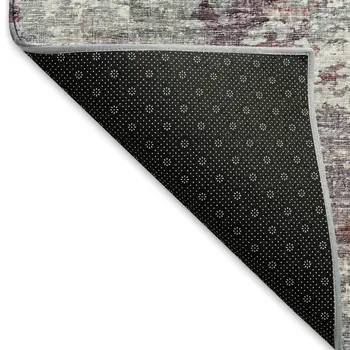 10' X 14' Pink Ivory And Gray Abstract Washable Area Rug With UV Protection