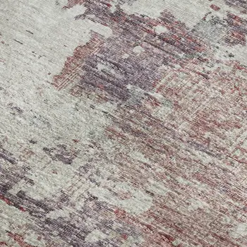 10' X 14' Pink Ivory And Gray Abstract Washable Area Rug With UV Protection