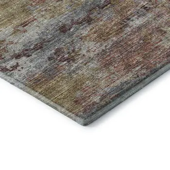 5' X 8' Silver Mauve And Gold Abstract Washable Area Rug With UV Protection