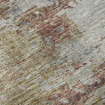 5' X 8' Silver Mauve And Gold Abstract Washable Area Rug With UV Protection