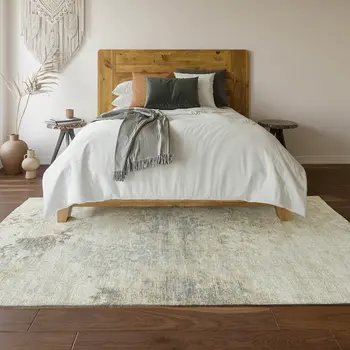 10' X 14' Ivory And Beige Abstract Washable Area Rug With UV Protection