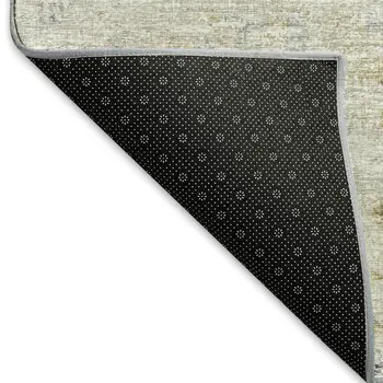 5' X 8' Midnight Ivory And Beige Abstract Washable Area Rug With UV Protection