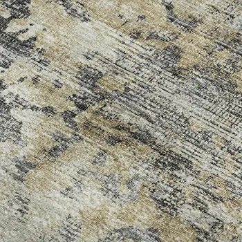 9' X 12' Midnight Ivory And Beige Abstract Washable Area Rug With UV Protection