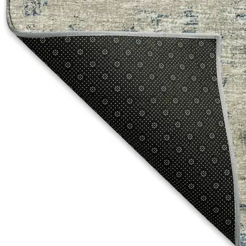 5' X 8' Blue And Ivory Abstract Washable Area Rug With UV Protection