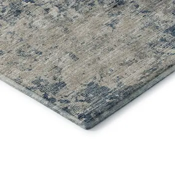 5' X 8' Blue And Ivory Abstract Washable Area Rug With UV Protection