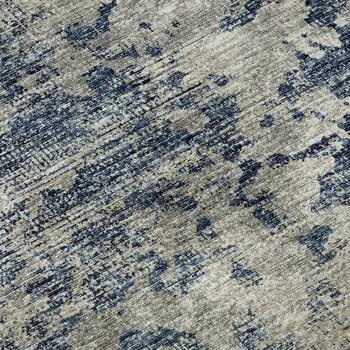 10' X 14' Blue And Ivory Abstract Washable Area Rug With UV Protection