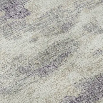 5' X 8' Purple And Ivory Abstract Washable Area Rug With UV Protection