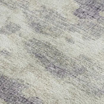 5' X 8' Purple And Ivory Abstract Washable Area Rug With UV Protection