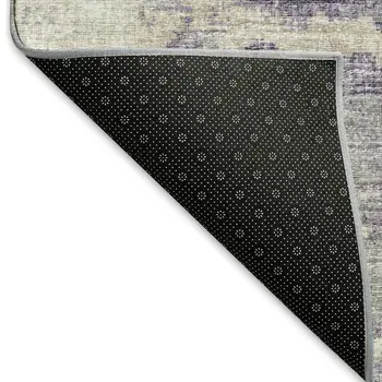 9' X 12' Purple And Ivory Abstract Washable Area Rug With UV Protection