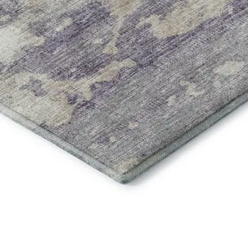 9' X 12' Purple And Ivory Abstract Washable Area Rug With UV Protection