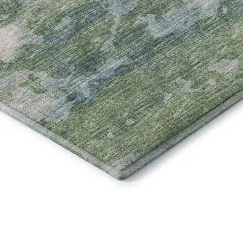 8' X 10' Green And Ivory Abstract Washable Area Rug With UV Protection