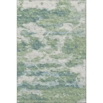 8' X 10' Green And Ivory Abstract Washable Area Rug With UV Protection