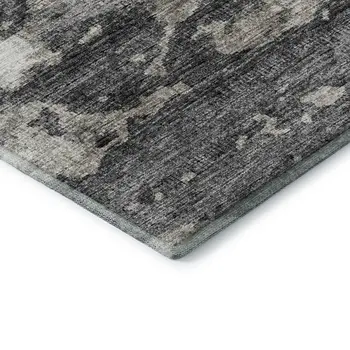 10' X 14' Black And Ivory Abstract Washable Area Rug With UV Protection