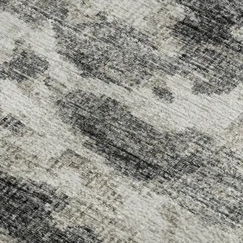 10' X 14' Black And Ivory Abstract Washable Area Rug With UV Protection