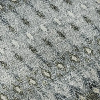 8' Midnight And Gray Tribal Washable Round Rug With UV Protection