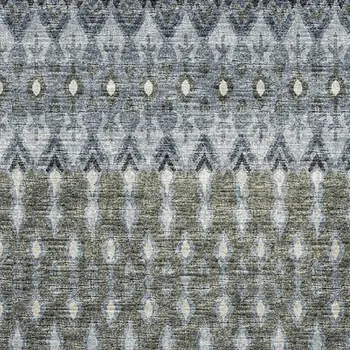 8' X 10' Midnight And Gray Tribal Washable Area Rug With UV Protection