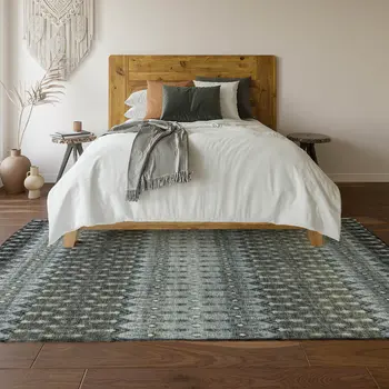9' X 12' Midnight And Gray Tribal Washable Area Rug With UV Protection
