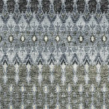 9' X 12' Midnight And Gray Tribal Washable Area Rug With UV Protection