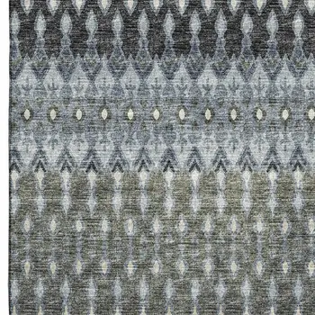 9' X 12' Midnight And Gray Tribal Washable Area Rug With UV Protection