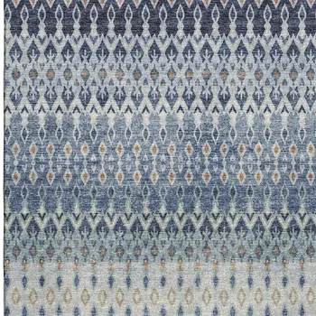 3' X 5' Aqua Gray And Orange Tribal Washable Area Rug With UV Protection